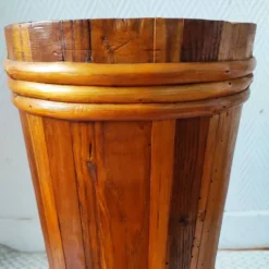 Porte- parapluie vintage en bois et rotin