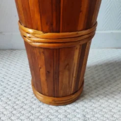 Porte- parapluie vintage en bois et rotin