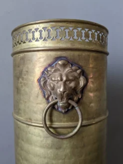 Porte parapluie vintage en laiton poignée tête de lion