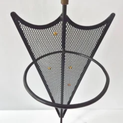 Porte-parapluie vintage 1950 en métal cuir & céramique bordeaux 50s rockabilly