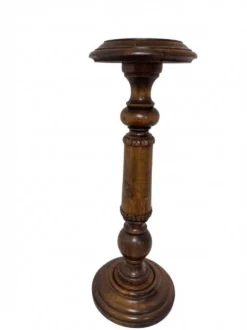 Porte-plante ancien en bois tourné, sellette haute