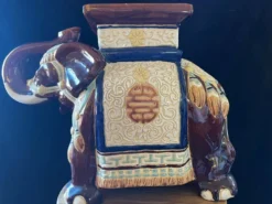 Porte plante elephant ceramique 70s vintage xl - marron