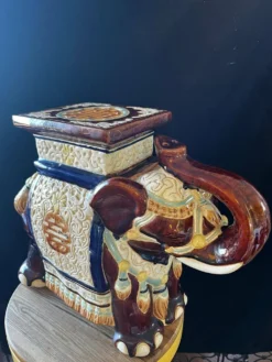Porte plante elephant ceramique 70s vintage xl - marron