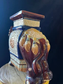 Porte plante elephant ceramique 70s vintage xl - marron