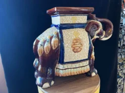 Porte plante elephant ceramique 70s vintage xl - marron