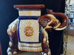 Porte plante elephant ceramique 70s vintage xl - marron