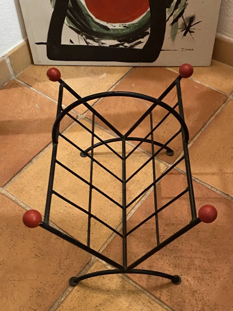 Porte-revue en fer et bois