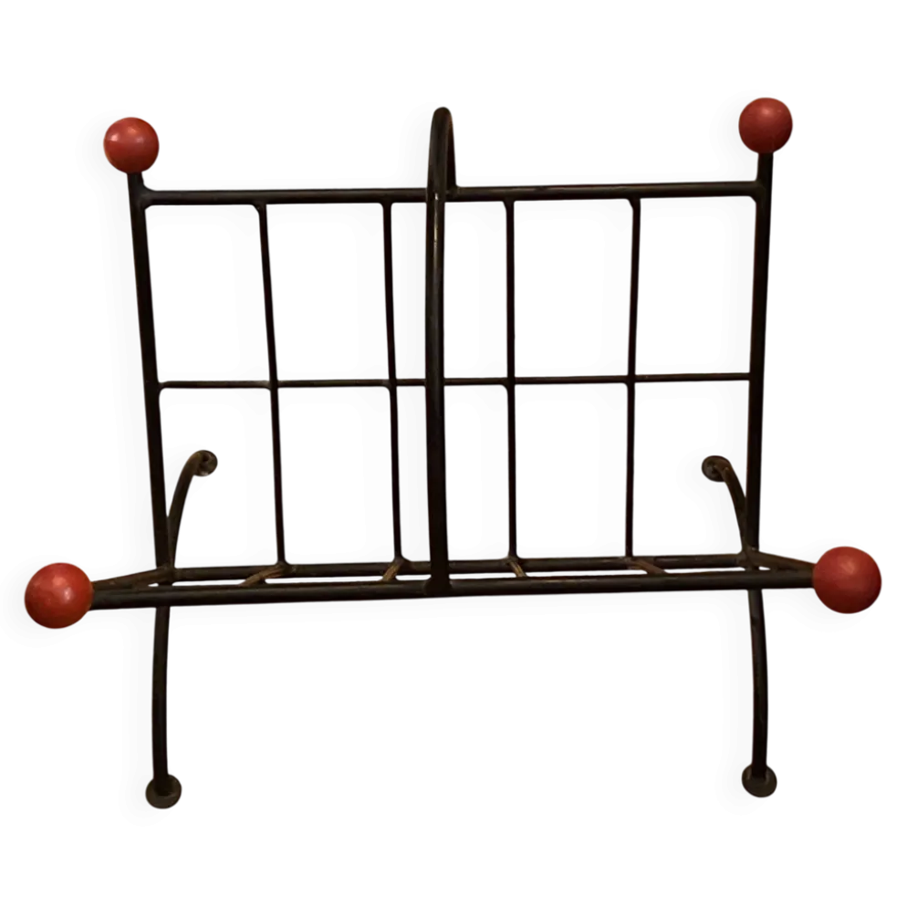 Porte-revue en fer et bois