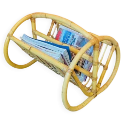 Porte revue en rotin années 60