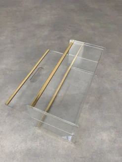 Porte revue plexiglas et laiton années 70 style hollywood regency