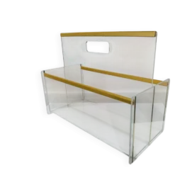 Porte revue plexiglas et laiton années 70 style hollywood regency
