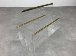 Porte revue plexiglas et laiton années 70 style hollywood regency