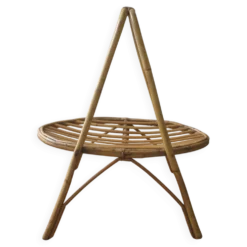 Porte-revues artisanal en bambou du milieu du siècle, années 1960