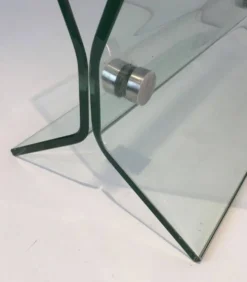 Porte-revues design en verre et acier brossé