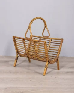 Porte-revues en bambou au design italien vintage des années 1960