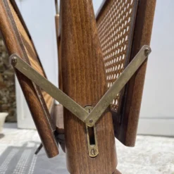 Porte-revues en bois et cannage pieds compas,Cesare Lacca, à années 60