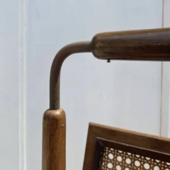 Porte-revues en bois et cannage pieds compas,Cesare Lacca, à années 60