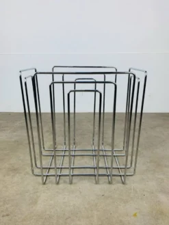 Porte-revues en métal chromé par Willy Glaeser pour TMP, années 80