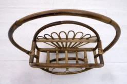 Porte-revues en rotin et bambou, style italien moderne du milieu du siècle, années 1960