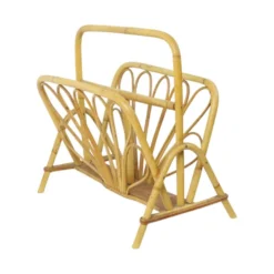 Porte-revues en rotin français style bohème années 60