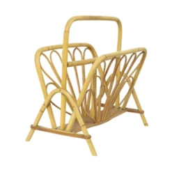 Porte-revues en rotin français style bohème années 60