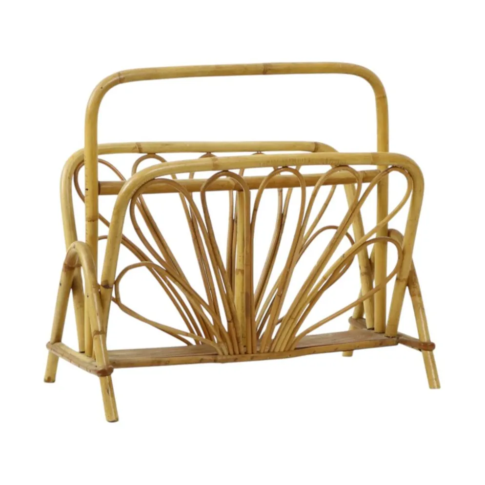 Porte-revues en rotin français style bohème années 60