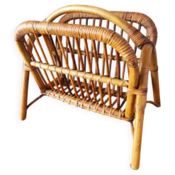 Porte-revues en rotin vintage 50-60