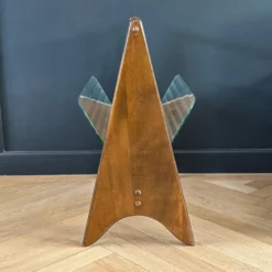 Porte-revues en verre cannelé et bois - années 50