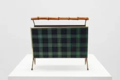 Porte-revues Mid-Century Modern avec poignée en bambou, Belgique années 1960
