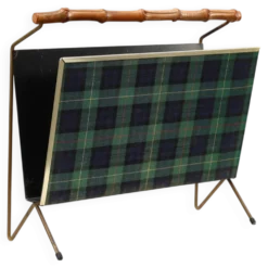 Porte-revues Mid-Century Modern avec poignée en bambou, Belgique années 1960