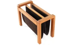 Porte-revues Salling en teck avec cuir