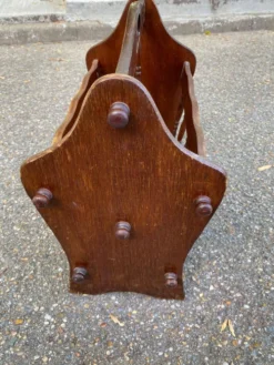 Porte-revues vintage en bois massif style rustique / retro