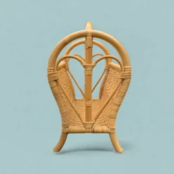 Porte-revue vintage en osier et bambou