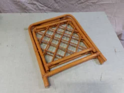 Porte-revue vintage pliable en bambou et rotin - Années 70