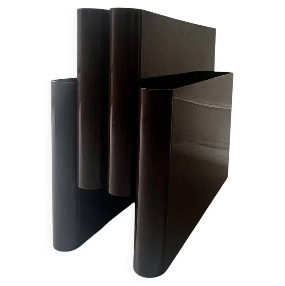 Porte revue / vinyle marron Giotto Stoppino pour kartell, design 1970