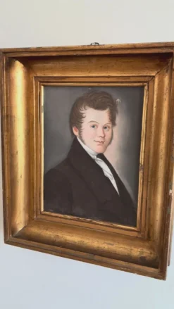 Portrait ancien au pastel d'un gentleman, vers 1830
