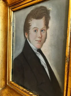 Portrait ancien au pastel d'un gentleman, vers 1830