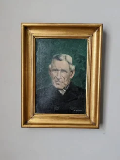 Portrait ancien huile sur toile homme XXème décoration campagne cadre doré