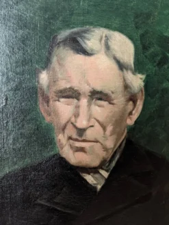 Portrait ancien huile sur toile homme XXème décoration campagne cadre doré