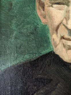 Portrait ancien huile sur toile homme XXème décoration campagne cadre doré