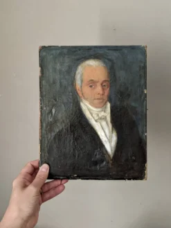 Portrait ancien huile sur toile décoration campagne
