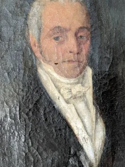 Portrait ancien huile sur toile décoration campagne
