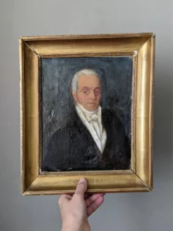 Portrait ancien huile sur toile décoration campagne