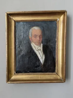 Portrait ancien huile sur toile décoration campagne