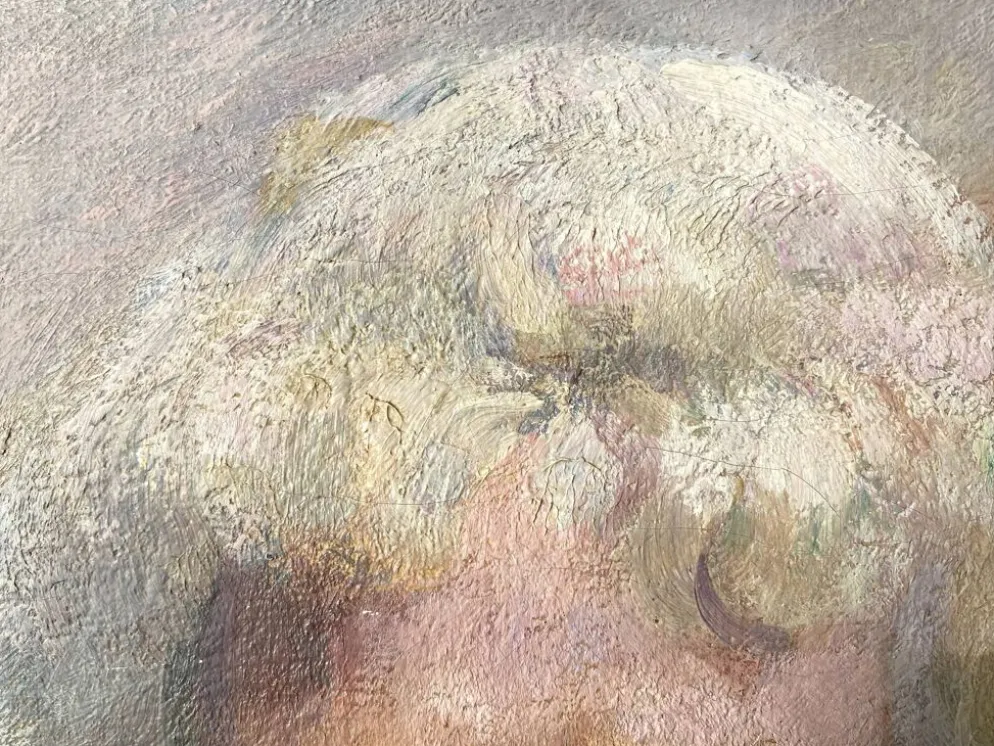 Portrait ancien signé Fernand Blondin daté 1932, huile sur toile vintage d'une femme