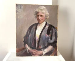 Portrait ancien signé Fernand Blondin daté 1932, huile sur toile vintage d'une femme
