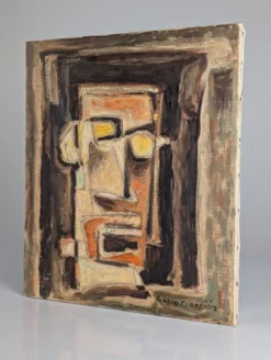 Portrait cubiste expressionniste à l'huile par Calvo Carrión années 1970