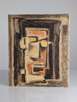 Portrait cubiste expressionniste à l'huile par Calvo Carrión années 1970