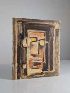 Portrait cubiste expressionniste à l'huile par Calvo Carrión années 1970