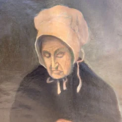 Portrait de dame signé "la tricoteuse"